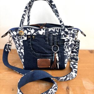 flower denim borg bag