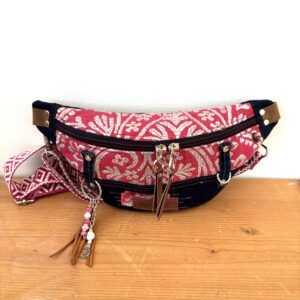 raspberry floral belt bag