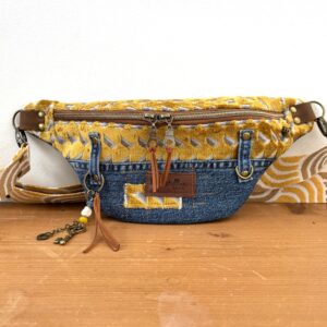 yellow velvet belt bag